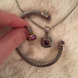 Beautiful purple silver and gold 18K jewelry set.